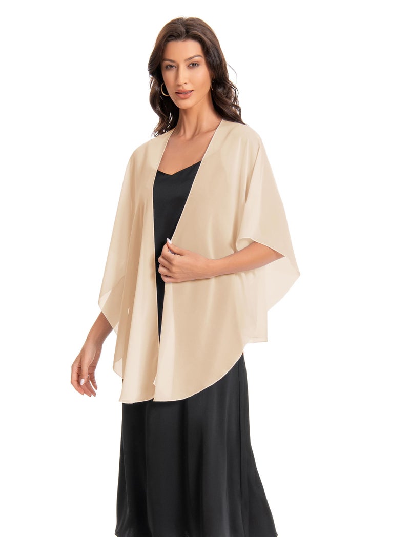 Hotshawl Womens Chiffon Shawls and Wraps, Wedding Party Shawl Scarf for Evening Dresses (Champagne) - Image 1